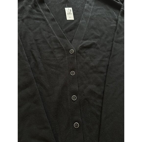 Talbots NWT Black Cardigan Cotton Blend Gold Buttons Size XL - Picture 3 of 7